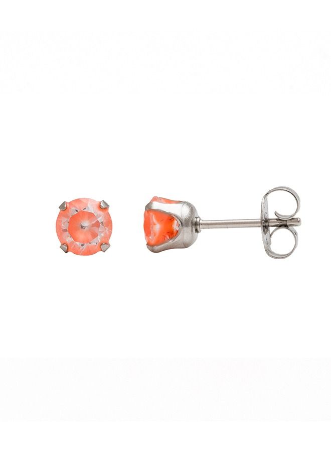 ستوديكس حلق الأذن 5 ملم مكعب زركونيا نيون أورانج من الفولاذ المقاوم للصدأ لا يسبب الحاسية - Image 3