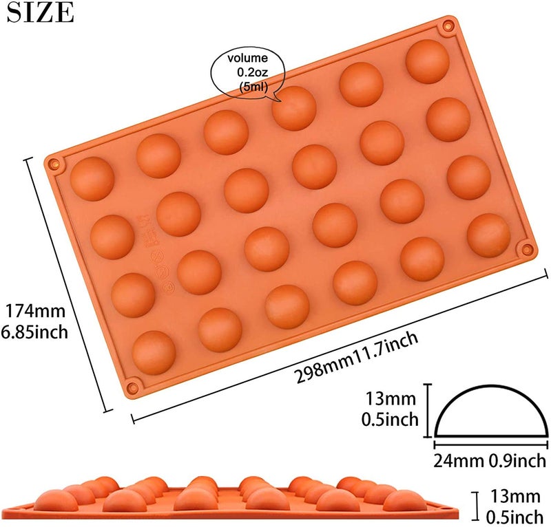 Zollyss Silicone Half Round Chocolate Mould | 24 Cavity Pack of 1 | Multi Color Silicone Mould of 29.3 X 17 X 1.4 cm | Decorating Tool for Mousse Dessert - Image 4