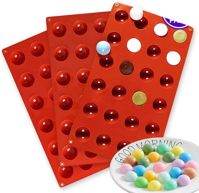 Zollyss Silicone Half Round Chocolate Mould | 24 Cavity Pack of 1 | Multi Color Silicone Mould of 29.3 X 17 X 1.4 cm | Decorating Tool for Mousse Dessert - Image 1