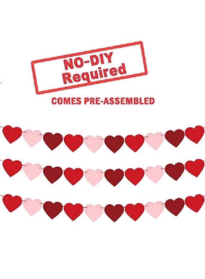 KATCHON Felt Heart Garland For Valentines Decorations Pack Of 30 No Diy | Red Rose Light Pink Heart Banner | Heart Garland Decorations | Love Valentines Day Decor For Romantic Decorations Special Night  - Image 2