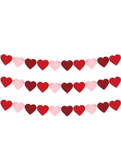KATCHON Felt Heart Garland For Valentines Decorations Pack Of 30 No Diy | Red Rose Light Pink Heart Banner | Heart Garland Decorations | Love Valentines Day Decor For Romantic Decorations Special Night  - Image 1
