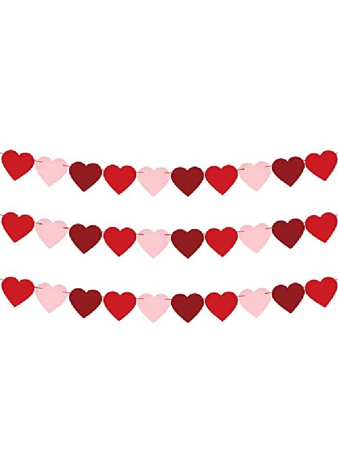 KATCHON Felt Heart Garland For Valentines Decorations Pack Of 30 No Diy | Red Rose Light Pink Heart Banner | Heart Garland Decorations | Love Valentines Day Decor For Romantic Decorations Special Night  - Image 1