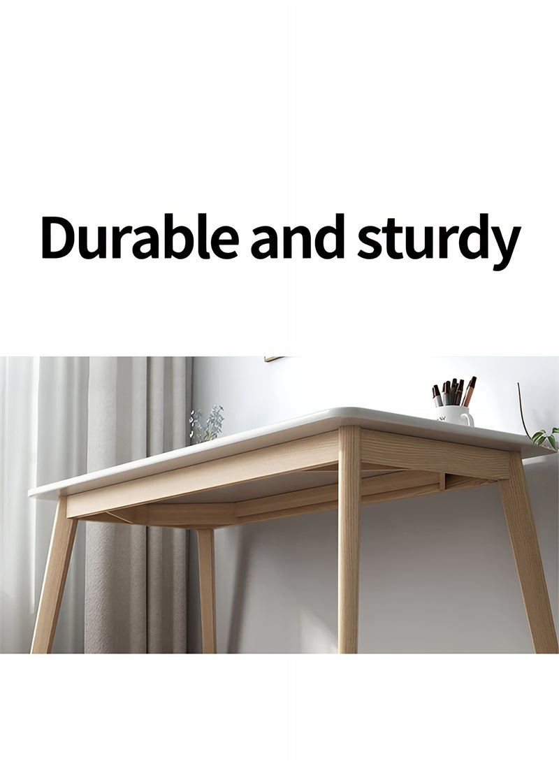 Taimi Modern Dinning Table, Computer Desk, Office Desk, Studying Desk with Solid Wood Legs, Home Office Writing and Study Table White Size: 140x80x75cm  - Image 5