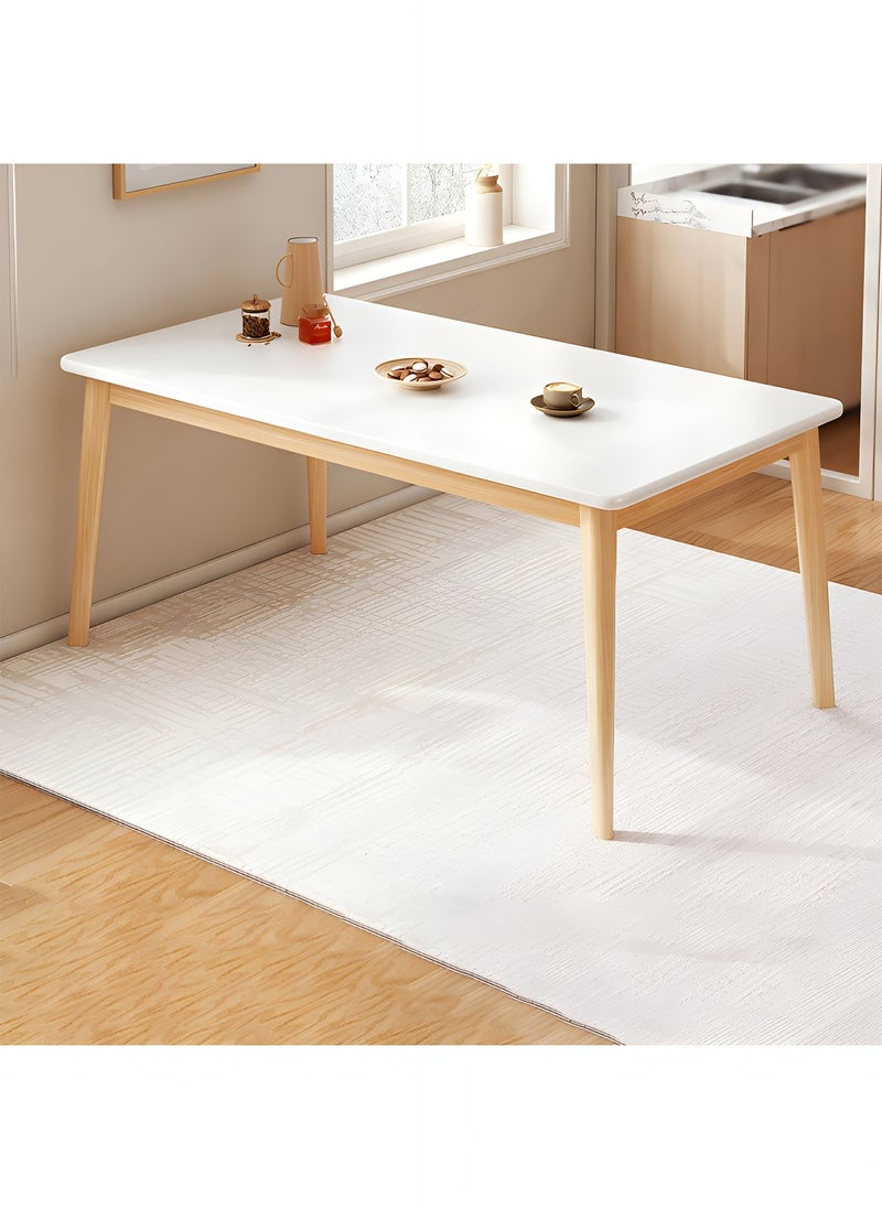 Taimi Modern Dinning Table, Computer Desk, Office Desk, Studying Desk with Solid Wood Legs, Home Office Writing and Study Table White Size: 140x80x75cm  - Image 2