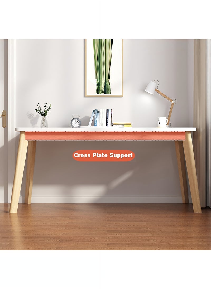 Taimi Modern Dinning Table, Computer Desk, Office Desk, Studying Desk with Solid Wood Legs, Home Office Writing and Study Table White Size: 140x80x75cm  - Image 4