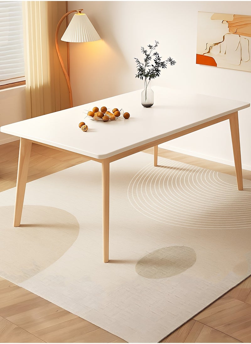 Taimi Modern Dinning Table, Computer Desk, Office Desk, Studying Desk with Solid Wood Legs, Home Office Writing and Study Table White Size: 140x80x75cm  - Image 1