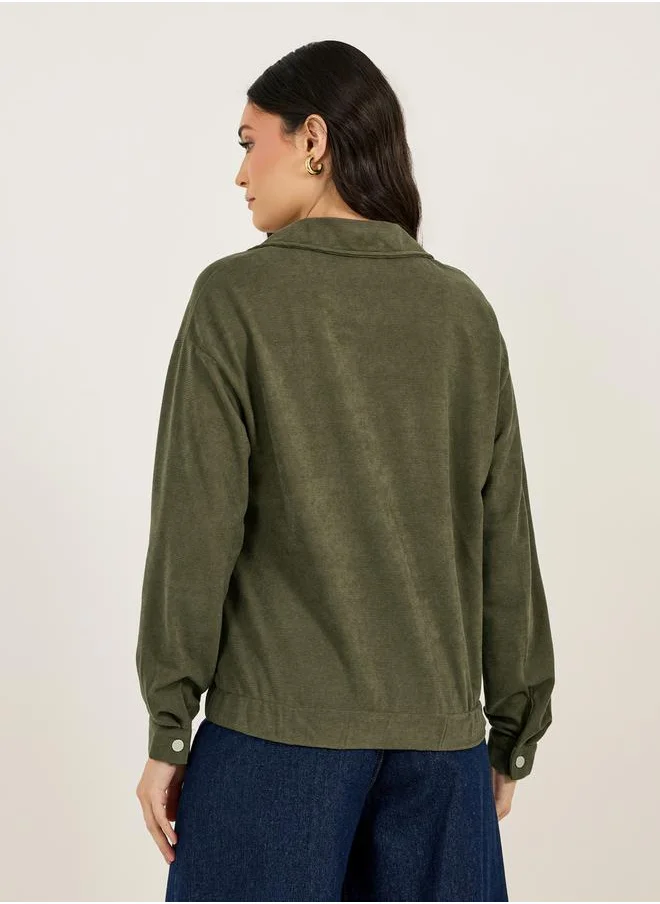 Styli Regular Fit Regular Length Corduroy Bomber Jacket