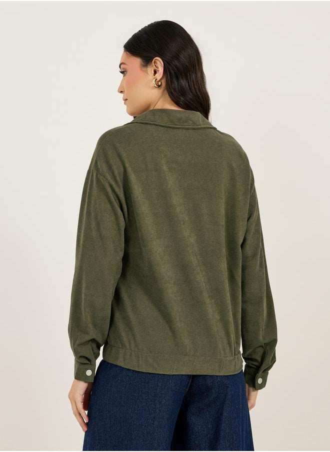 Styli - Regular Fit Regular Length Corduroy Bomber Jacket - Image 1