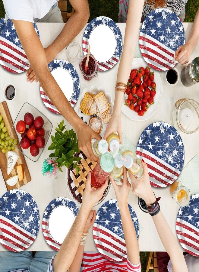 Wiooffen 72pcs 4th of July Party Plates Set Patriotic Party Supplies American Flags Paper Disposable Tableware Kit Memorial Day Holidays Birthday Decoration, 36pcs 9" and 36pcs 7" - Image 5