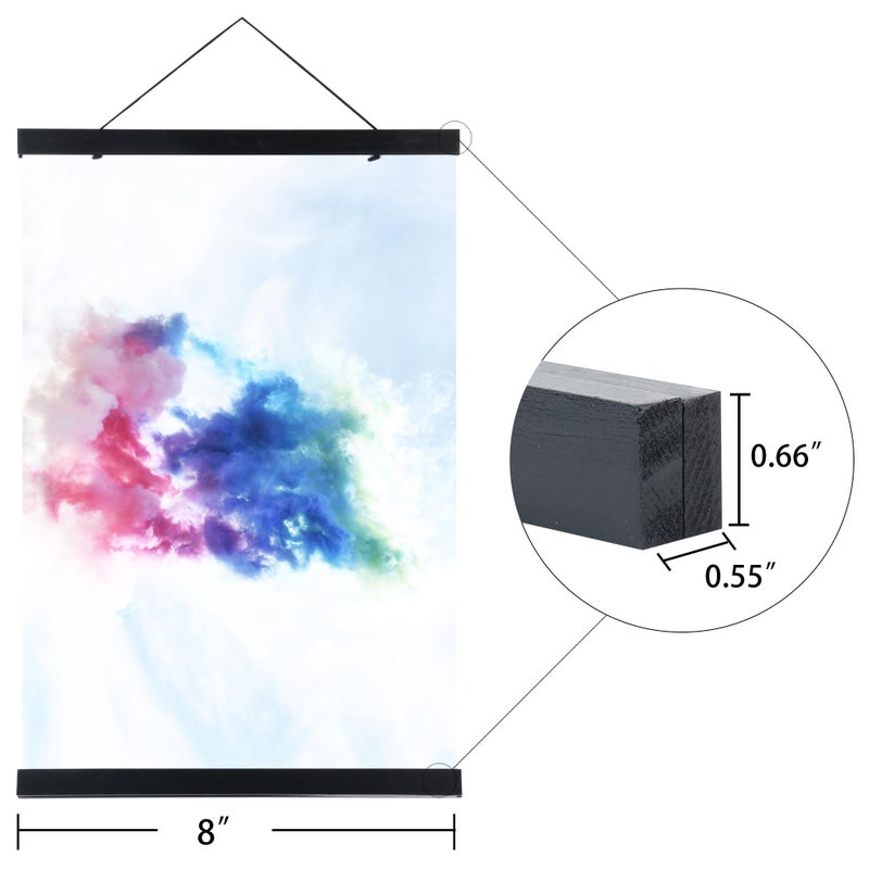 Medog Magnetic Poster Hanger Frame  8 Wide Magnetic Poster Hanger Frame  Display Posters 8x10 8x12 8x18 Picture Frame in Black Wall Hanging Frame  Solid Wood  Black 1 Pack - Image 2