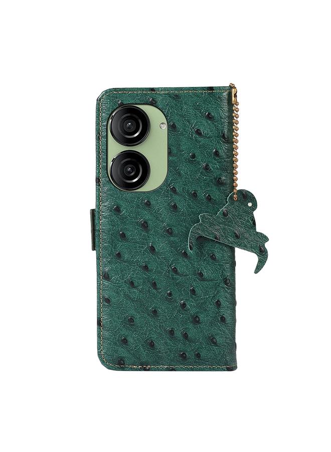 S-TOP Case For Asus Zenfone 10 / Zenfone 9 Ostrich Pattern Genuine Leather RFID Phone Case - Image 3