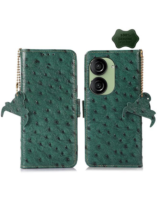 S-TOP Case For Asus Zenfone 10 / Zenfone 9 Ostrich Pattern Genuine Leather RFID Phone Case - Image 1