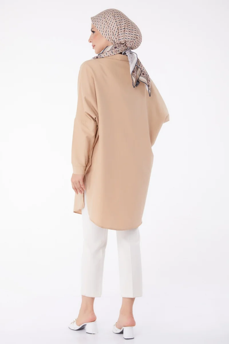 Tofisa Plain Shirt Collar Women's Mink Tunic - 13257