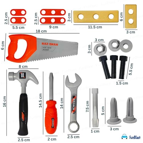 FunBlast Tool Kit Set Toy for Kids, Set of 19 Pcs; Little Engineer Tool Kit Toys, Pretend Play Toys for Boys, Role Play Toys for Toddlers, Learning Toy for Boys, Children (Multi-Color) - Image 2