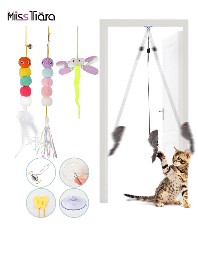 MissTiara 4PCS Hanging Cat Toys for Indoor Cats,Interactive cat Toys for Indoor Cats ,Hanging Door Bouncing Cat Toy ,Interactive Cat huntingToys for Kitten Indoor Door Frame - Image 1
