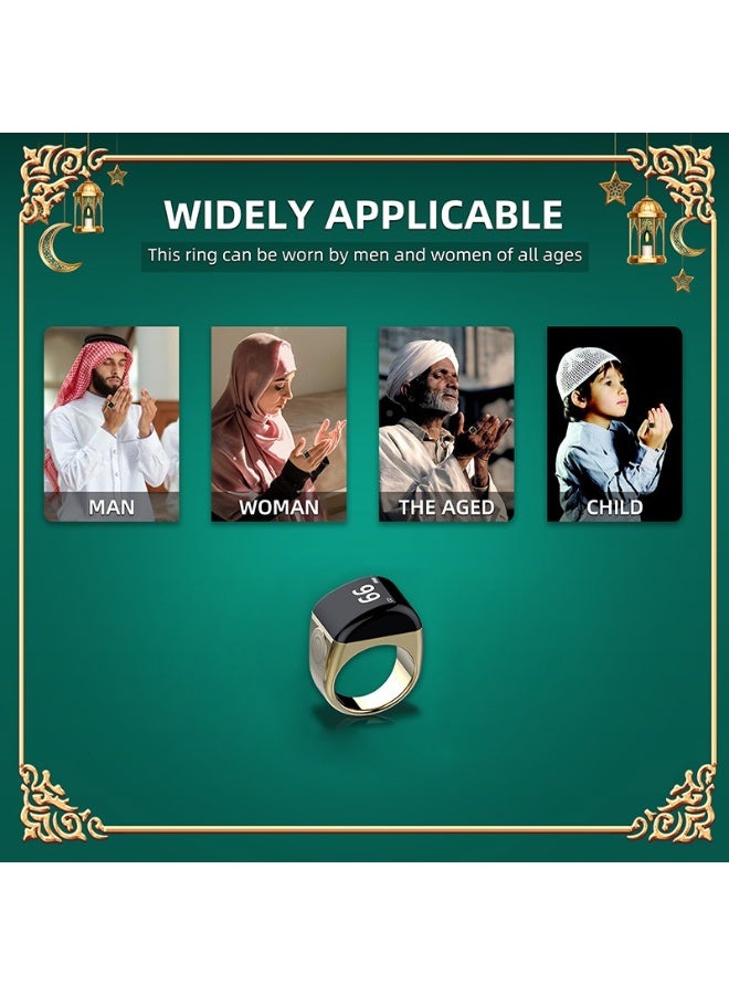 Domars Smart Ring Counter, Smart Tasbih Zikr Ring, Muslim Islamic Prayer Smart Rings, Tasbih Counter Smart Ring, Tasbeeh Smart Counter, Digital Electronic Smart Tally Counter for Prayer (Golden, 18MM) - Image 2