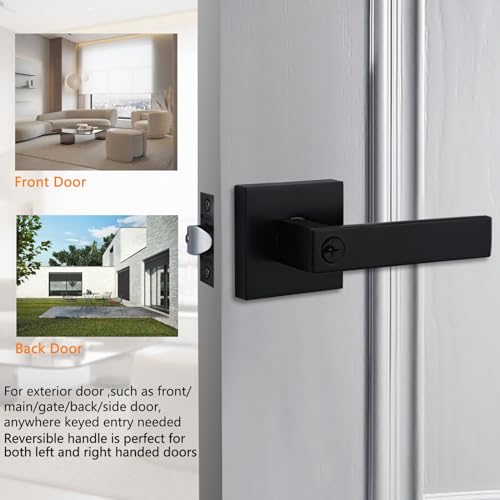 NEWBANG Keyed Entry Solid Door Lever Matte Black Finish - Image 2