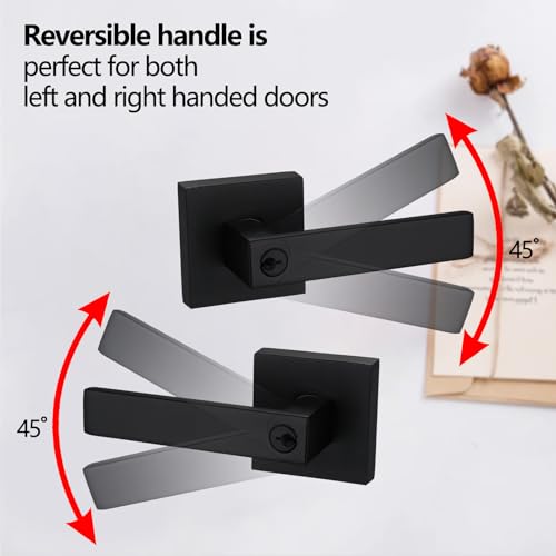 NEWBANG Keyed Entry Solid Door Lever Matte Black Finish - Image 4