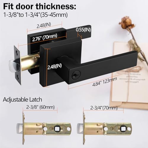 NEWBANG Keyed Entry Solid Door Lever Matte Black Finish - Image 3