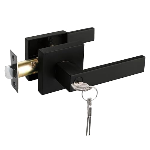 NEWBANG Keyed Entry Solid Door Lever Matte Black Finish - Image 1