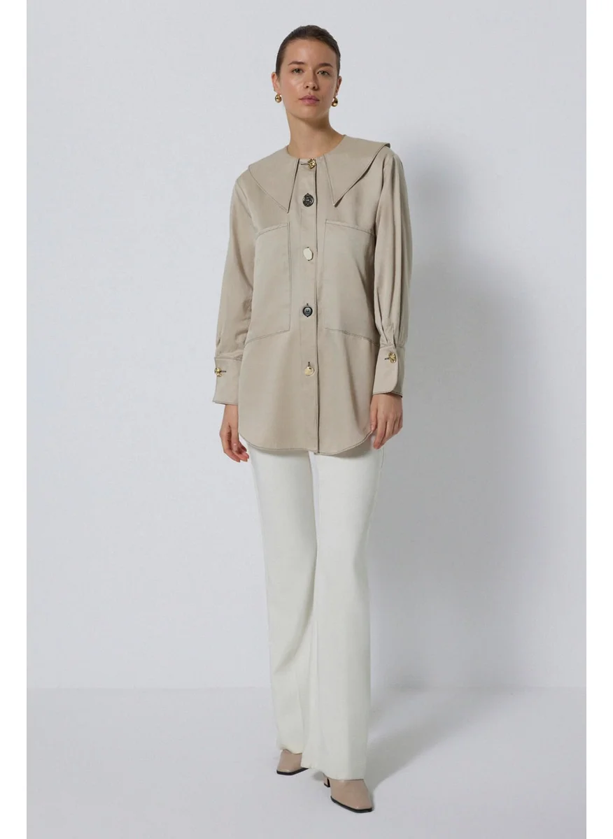 توتشي Contrast Stitched Large Pocket Shirt