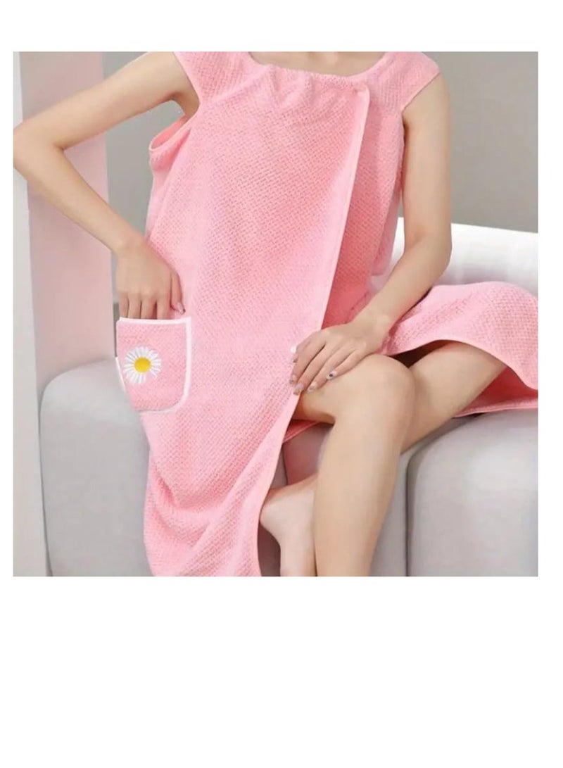 Excefore Microfiber Wearable Towel Bath, Ladies Sling Towel Wrap, Bath and Gym Towel, Quick Dry Fleece Bathrobe, Women Shower Wrap Towel with Pocket, Towel Wrap for Women (Size:L) - Image 3