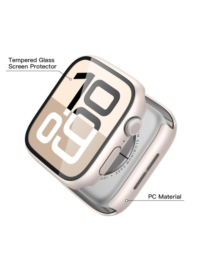 ChicVibe Tempered Glass Case Compatible for Apple Watch Series 10 42mm, Hard PC Screen Protector Overall Protection Ultra-Thin Lightweight Scratch-Resistant Cover for iWatch (42mm, Starlight)  - Image 3
