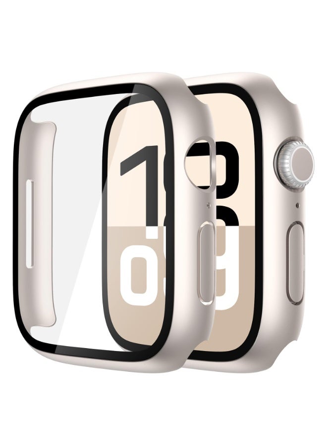ChicVibe Tempered Glass Case Compatible for Apple Watch Series 10 42mm, Hard PC Screen Protector Overall Protection Ultra-Thin Lightweight Scratch-Resistant Cover for iWatch (42mm, Starlight)  - Image 1