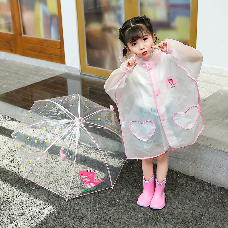 Star-Chasing Cartoon Dinosaur Transparent Children'S Rain Boots Raincoat Baby Two-Piece Suit Boys And Girls Spot A Generation Of Hair - Image 4