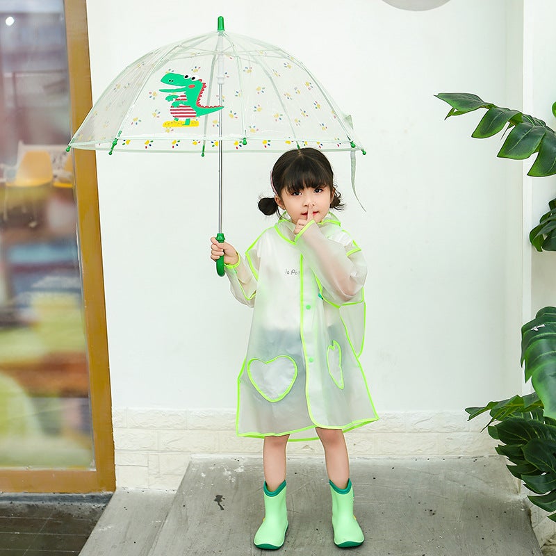 Star-Chasing Cartoon Dinosaur Transparent Children'S Rain Boots Raincoat Baby Two-Piece Suit Boys And Girls Spot A Generation Of Hair - Image 5