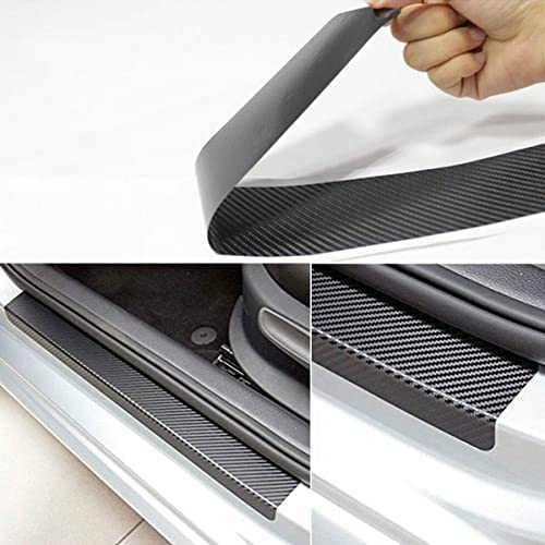 Vadda 4pcs Carbon Fibre Sticker Car Door Sill Scuff Guard, Welcome Pedal Protect, Anti-Kick Scratch for Cars Doors | PVC | (Black) - Image 1