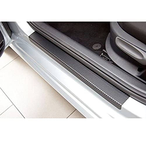 Vadda 4pcs Carbon Fibre Sticker Car Door Sill Scuff Guard, Welcome Pedal Protect, Anti-Kick Scratch for Cars Doors | PVC | (Black) - Image 4