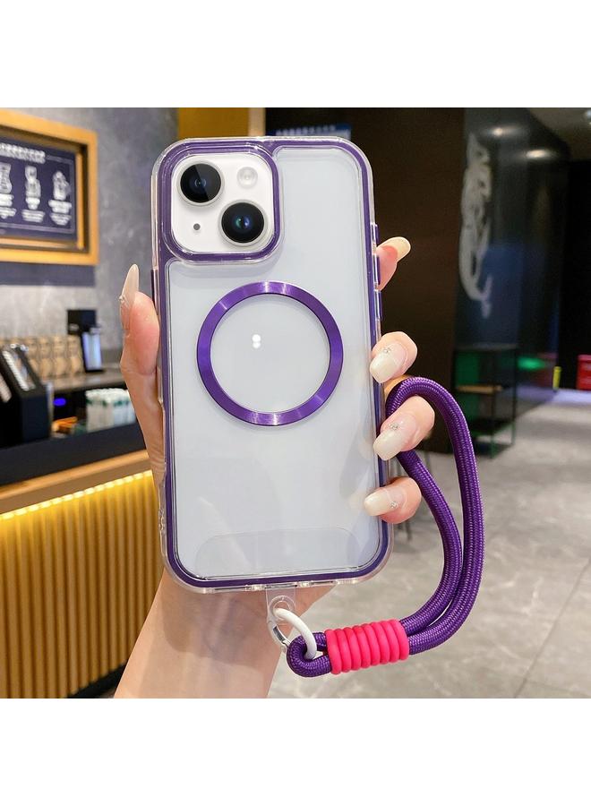 S-TOP Case For iPhone 14 Airbag 3 in 1 CD Texture MagSafe Phone Case with Strap - Image 1