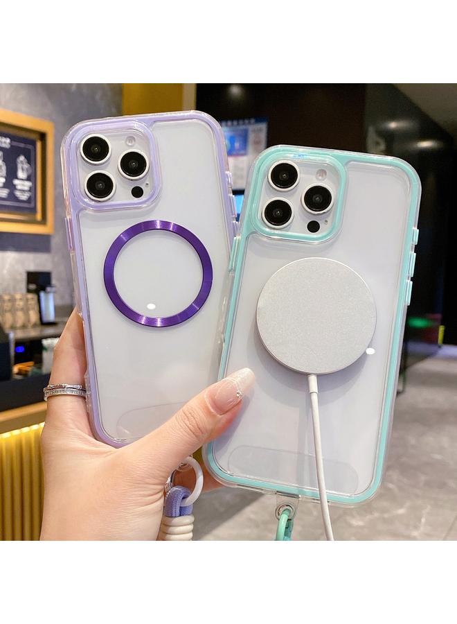 S-TOP Case For iPhone 14 Airbag 3 in 1 CD Texture MagSafe Phone Case with Strap - Image 4