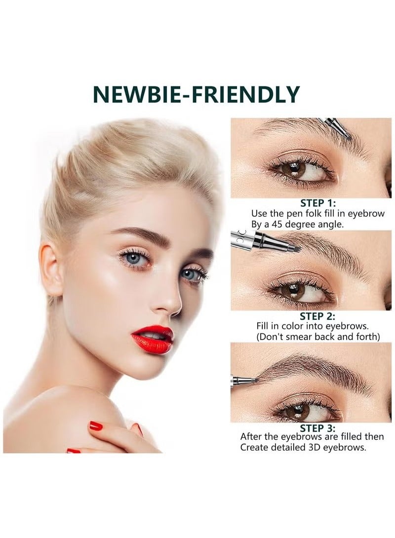 QIC 2 PCS Microblading Eyebrow Pencil, Eyebrow Pen with an Upgrade Micro-Fork Tip Applicator, Waterproof Long-Lasting Microblading Eyebrow Pen for Natural Looking Brows Makeup (Light Brown/Dark Brown) - Image 4