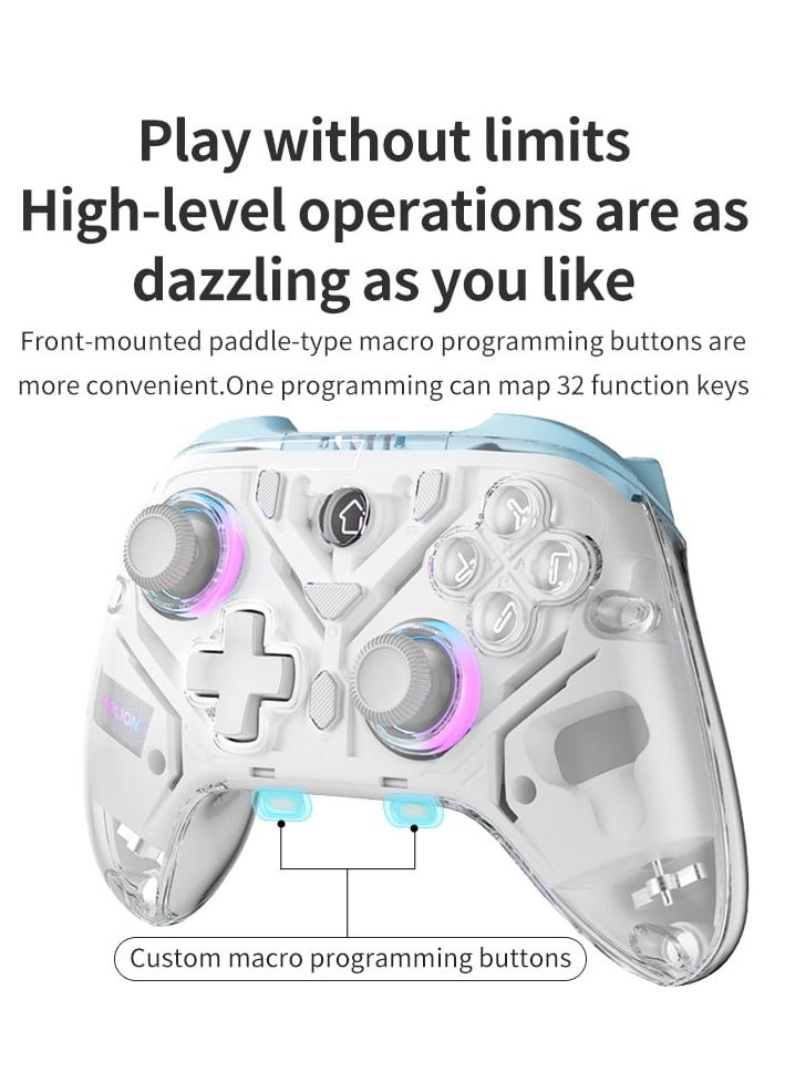 Interactive Screen Gaming Controller, Hall Effect Game Controller for PC, Switch,iOS,Android, Gamepad Joystick, Motion Sensing, RGB Light, Bluetooth & 2.4G Connection Purple - Image 3