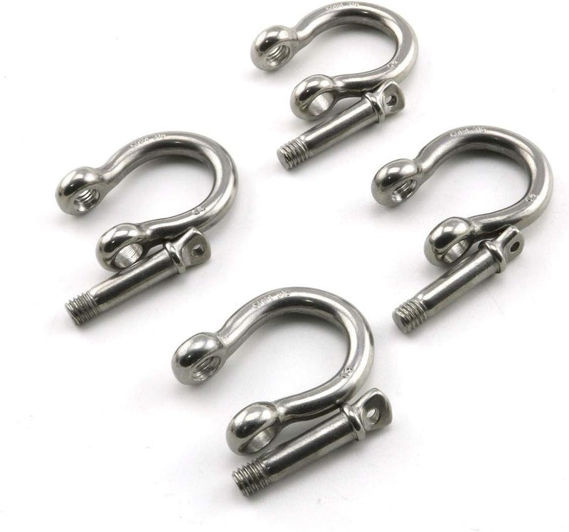heyous 4pcs 1/4 Inch 6mm Screw Pin Anchor Shackle Stainless Steel Heavy Duty Bow Shape Load Clamp for Chains Wirerope Lifting Paracord Outdoor Camping Survival Rope Bracelets - Image 5