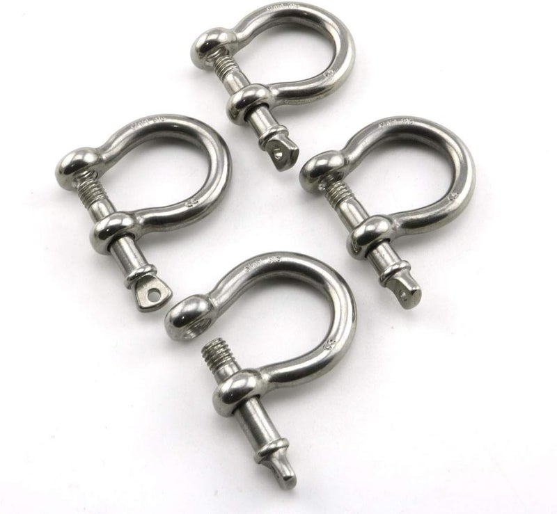 heyous 4pcs 1/4 Inch 6mm Screw Pin Anchor Shackle Stainless Steel Heavy Duty Bow Shape Load Clamp for Chains Wirerope Lifting Paracord Outdoor Camping Survival Rope Bracelets - Image 4