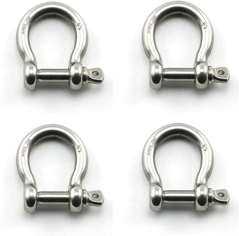 heyous 4pcs 1/4 Inch 6mm Screw Pin Anchor Shackle Stainless Steel Heavy Duty Bow Shape Load Clamp for Chains Wirerope Lifting Paracord Outdoor Camping Survival Rope Bracelets - Image 1