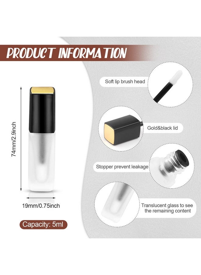 Cositina 5 Pcs 5ml Frosted Glass Lip Gloss Tubes Refillable Square Lip Glaze Tube Vials Mini Lip Balm Bottle Container with Wands & Stoppers for Women Girls DIY Makeup Travel - Image 2