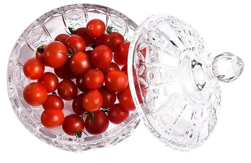 Generic Crystal Glass Candy Dish with Lid, Large Serving Bowl .sn
