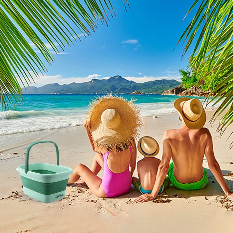 Beinilai Collapsible Foot Bath Basin for Soaking Feet,Pedicure Foot Spa, Foot Tub with Handles and Massage Acupoint,Multifunction Collapsible feeting Soak Tub-Green - Image 5