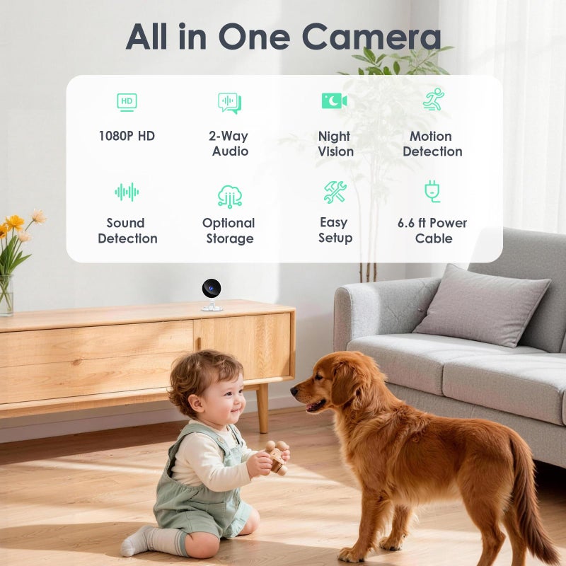 YOTON Indoor Security Camera 4pcs, Cameras for Home Security, Pet Camera w/Phone App, Baby Monitor, Dog Cam, Nanny Cam, Night Vision, 2-Way Audio, Motion Detection, Works w/Alexa - Image 2
