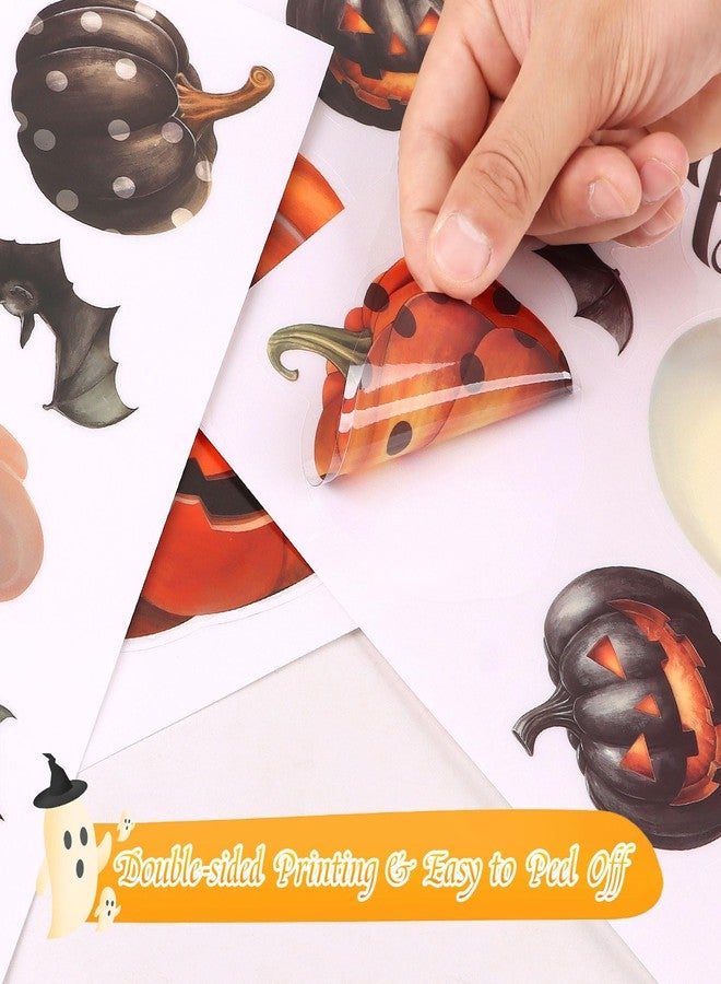LOAVER 8 Sheets Halloween Ghost Window Cling Stickers,Spooky Ghost Pumpkin Bat Boo Window Clings for Halloween Fall Party Indoor Glass Decor - Image 3