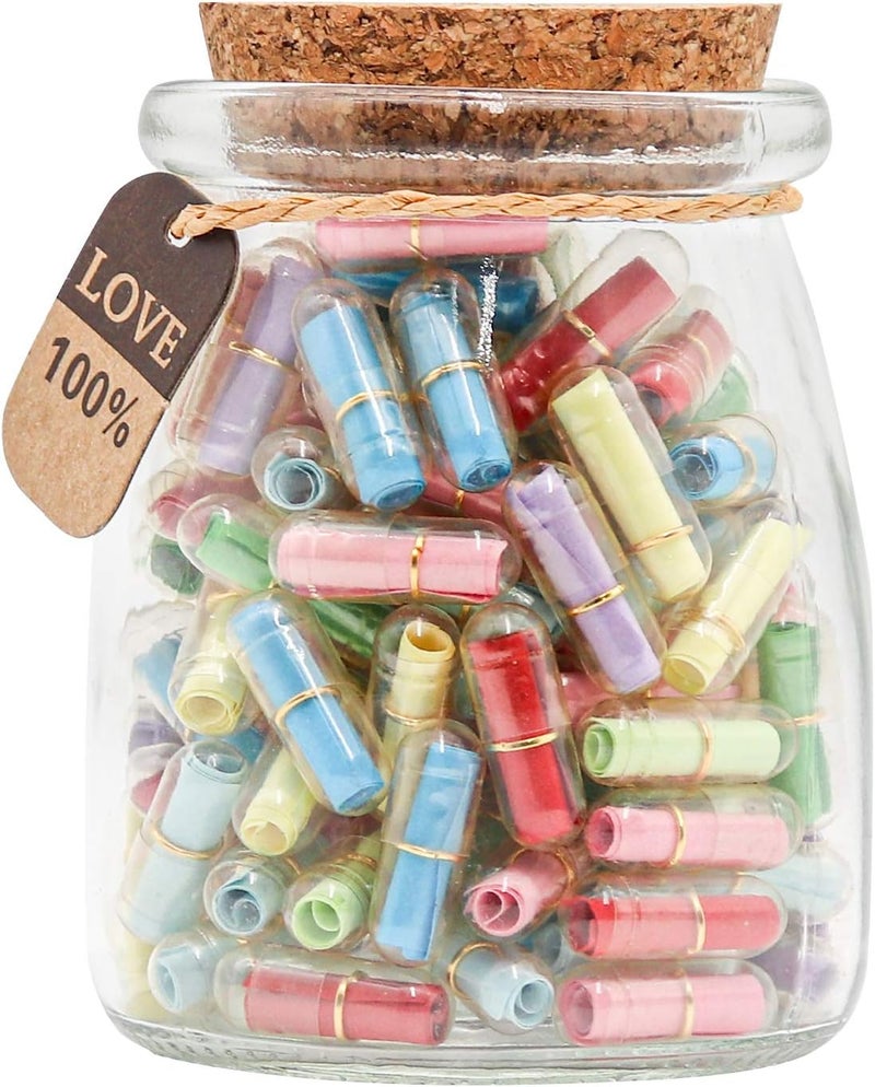 KBFUSHI Capsule Letters Message in a Bottle - Cute Things Gifts for Boyfriend/Girlfriend - Love Letter for Anniversary, Birthday,Valentines Day, Mother's Day Gift (Mixed Color 130pcs) - Image 1
