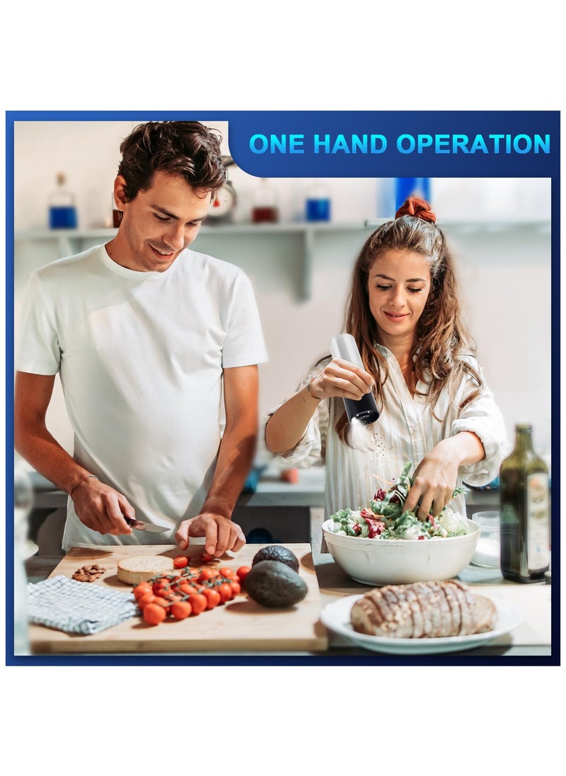 ZLH HITY Electric Salt and Pepper Grinder Set: Leap Fit Rechargeable Pepper Mills with Adjustable Coarseness - Automatic Battery Operated Spices Shaker with LED Light in Stainless Steel  - Image 4