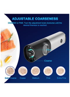 ZLH HITY Electric Salt and Pepper Grinder Set: Leap Fit Rechargeable Pepper Mills with Adjustable Coarseness - Automatic Battery Operated Spices Shaker with LED Light in Stainless Steel  - Image 5