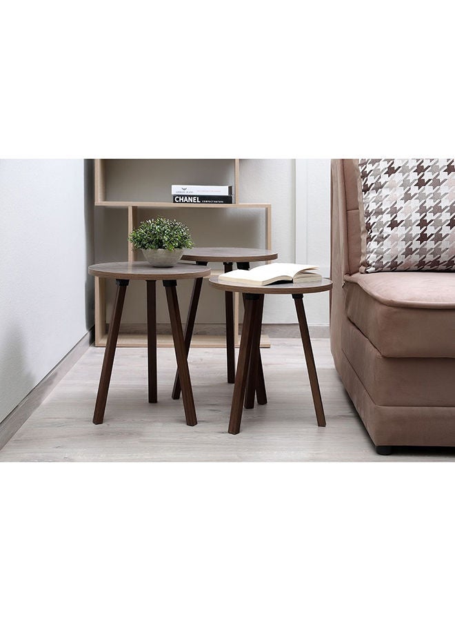 Pan Home مجموعة طاولات مارنوس المكونة من 3 قطع باللون البني  - Image 1