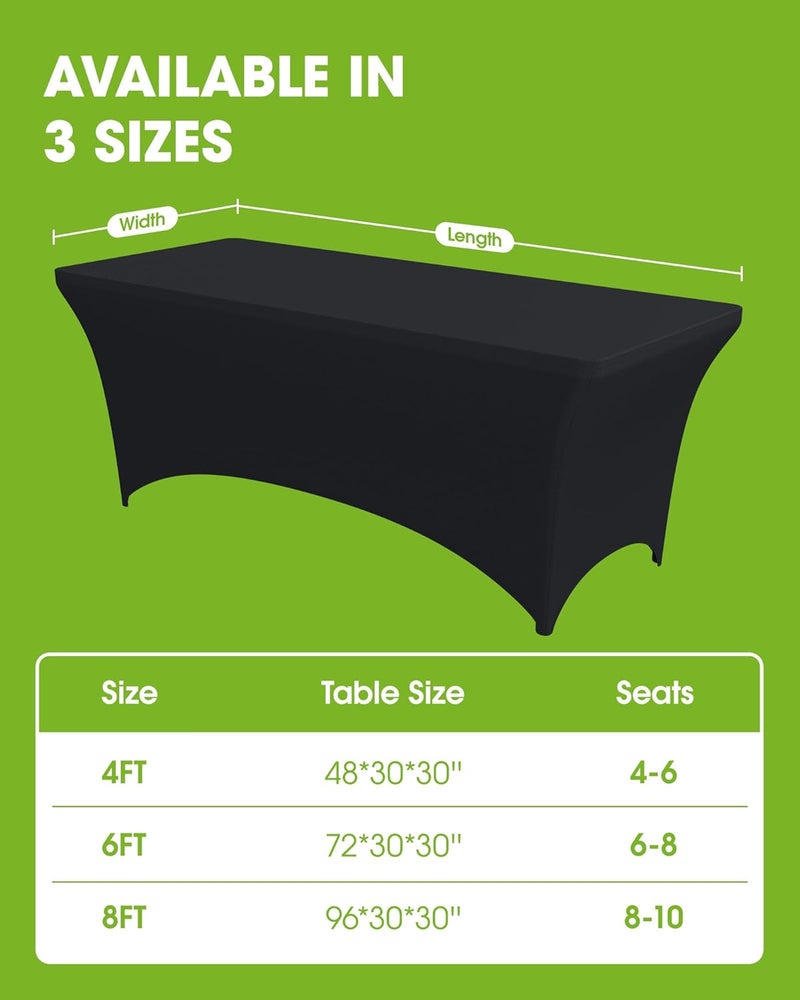 Spandex Tablecloth 6ft - 2 Pack, Fitted and Stretch Table Cover for Rectangle Tables, Black - Image 5