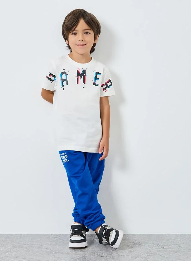 Styli Boys Off White Graphic Print Cotton T-Shirt